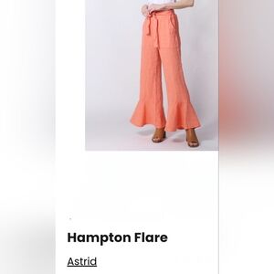 Astrid Vibrant Orange Hampton Flare linen Pants, Women's XS Italy Spring Break